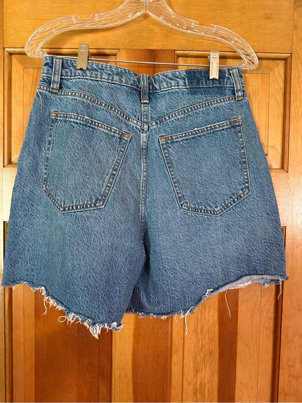 Abercrombie & Fitch Distressed Mid-Blue Denim Shorts - Picture 2 of 3
